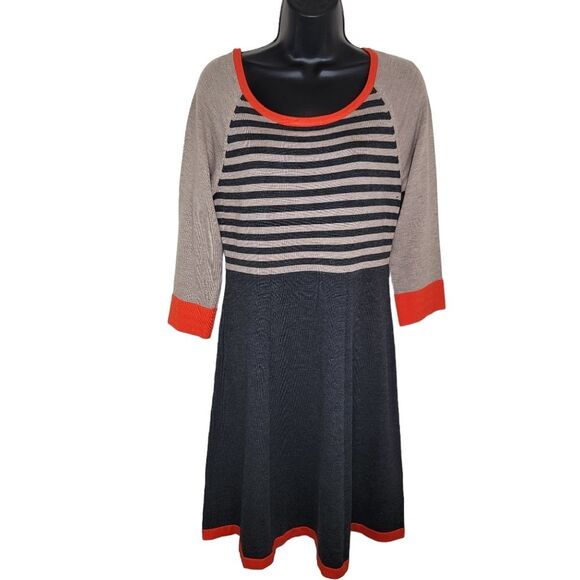 Eliza J Striped knit fit and flare sweater dress size Medium - Picture 1 of 7